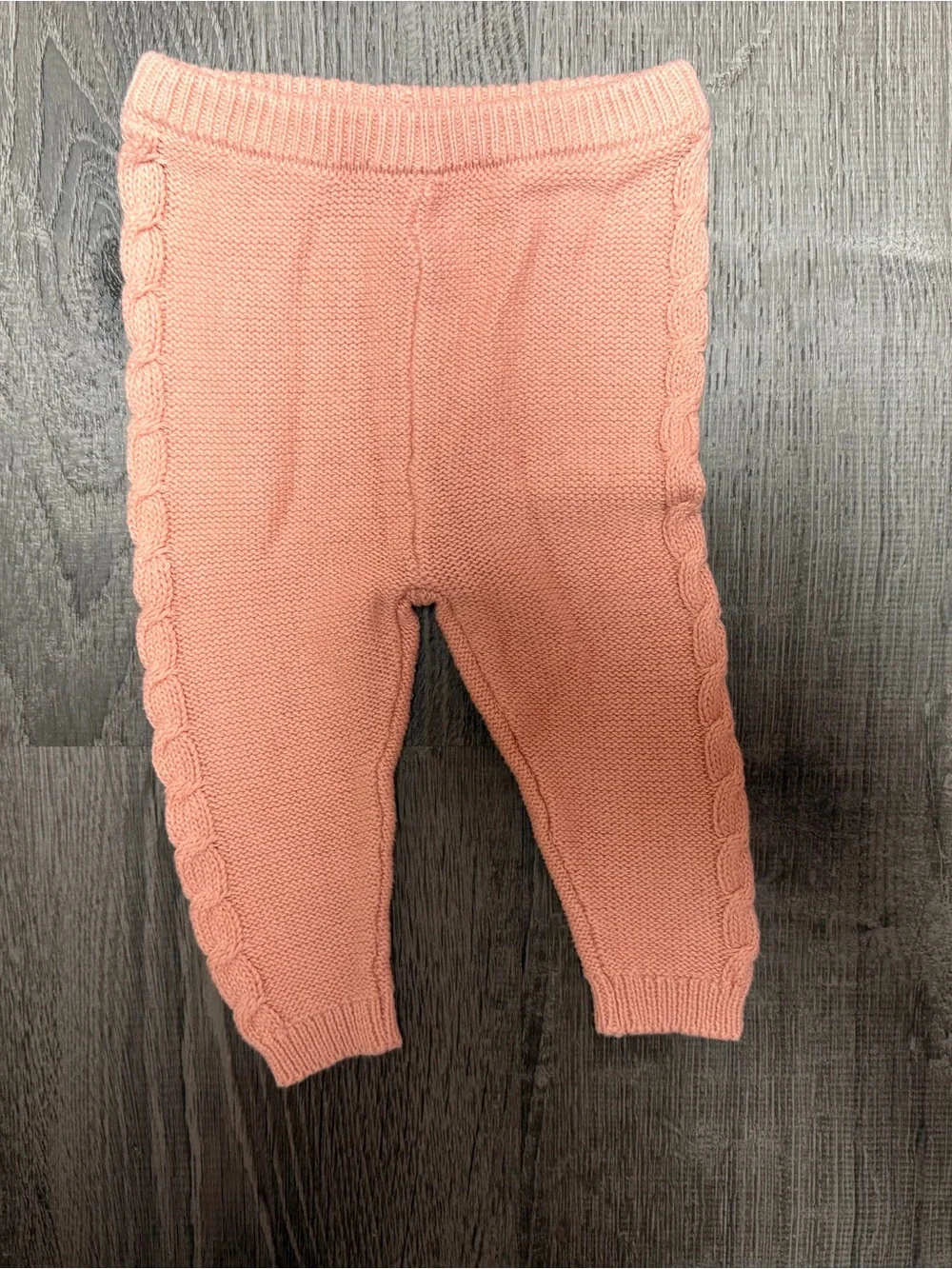 Nicole Miller Peach Knit Two-Piece Pajama Set with Floral Embroidery